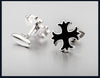 Silver black cross cufflinks