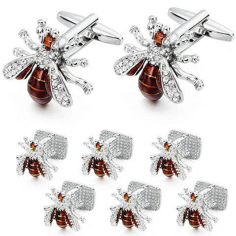 Rose Gold Flower Cufflinks Tuxedo Studs Set