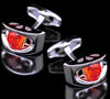 RED CUBIC EYE SHAPE CRYSTAL CUFFLINKS