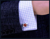 RED CUBIC EYE SHAPE CRYSTAL CUFFLINKS