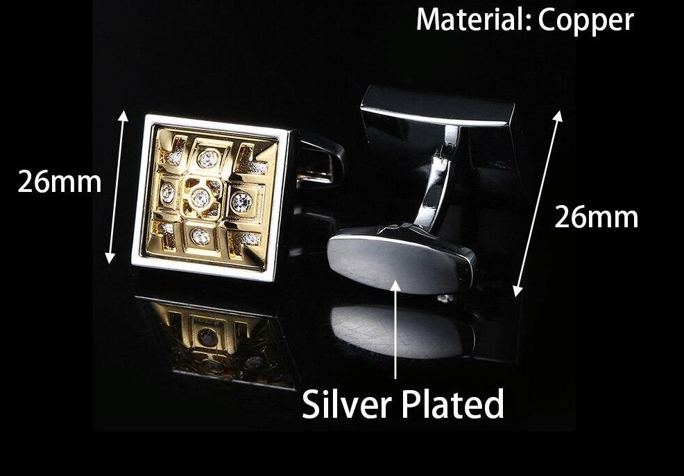 Gold Square silver Cufflinks