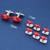 Red American Football Cufflinks and Studs Set