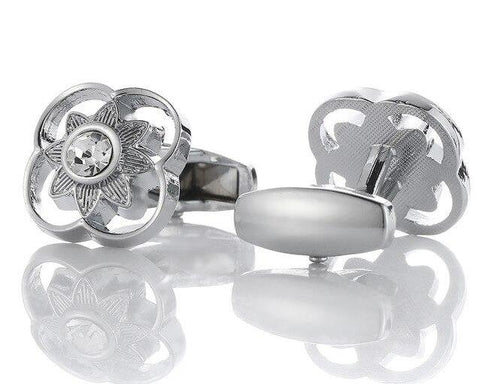 Black silver Rhinestone Cufflinks