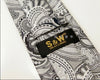 Paisley Floral White Light Grey Tie, 100% Silk