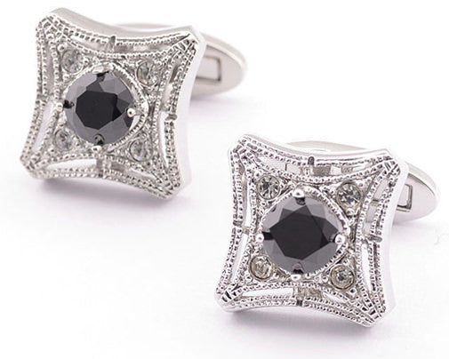 Exquisite Black Crystal Cufflinks