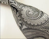 Paisley Floral White Light Grey Tie, 100% Silk