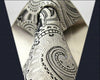 Paisley Floral White Light Grey Tie, 100% Silk