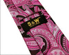 Floral Black Pink Red Black Tie, 100% Silk