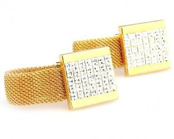 Square bling Gold Copper Cufflinks